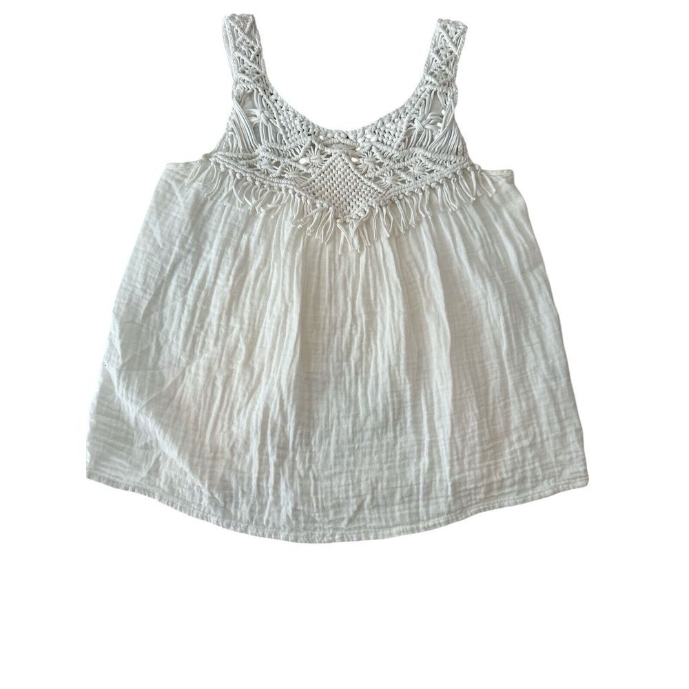Hush Blouse Women Top Size 10 White Cotton Sleeveless Beach Relaxed